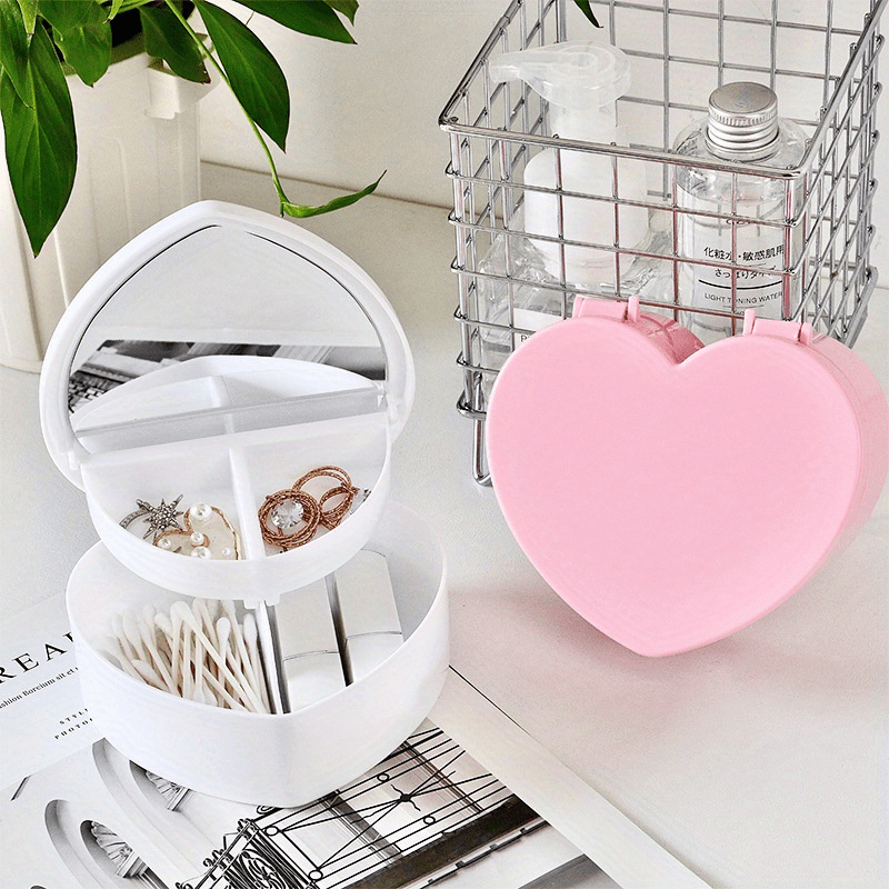 Heart Shape Double Layer Jewelry Organizer Storage Box For Women