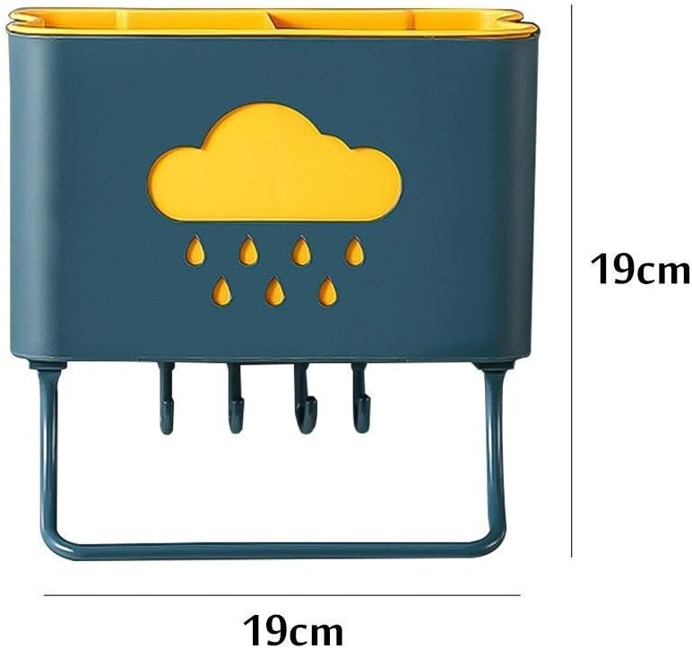 Kitchen Cloud Shelf Wall Mounted Cutlery Drainer Rack With 4 Hooks & Towel Holder for Kitchen