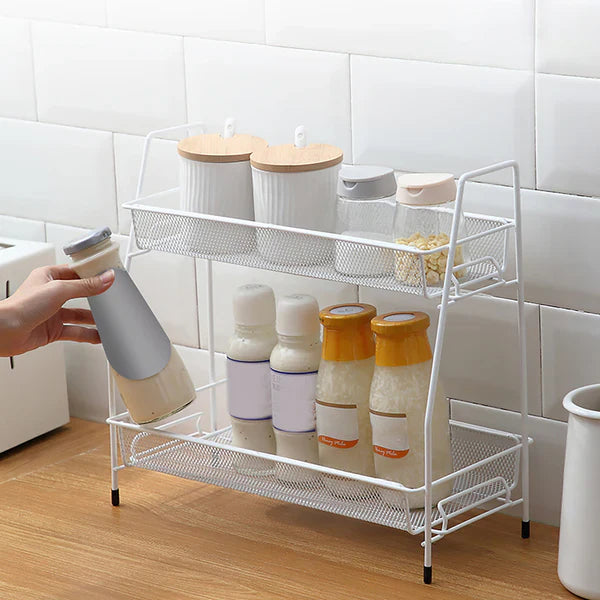 Multipurpose Portable 2-Tier Metal Stand For Kitchen & Bathroom & In just Rs 1699 with 10 Days Money Back Guarantee for Customer Satisfaction.