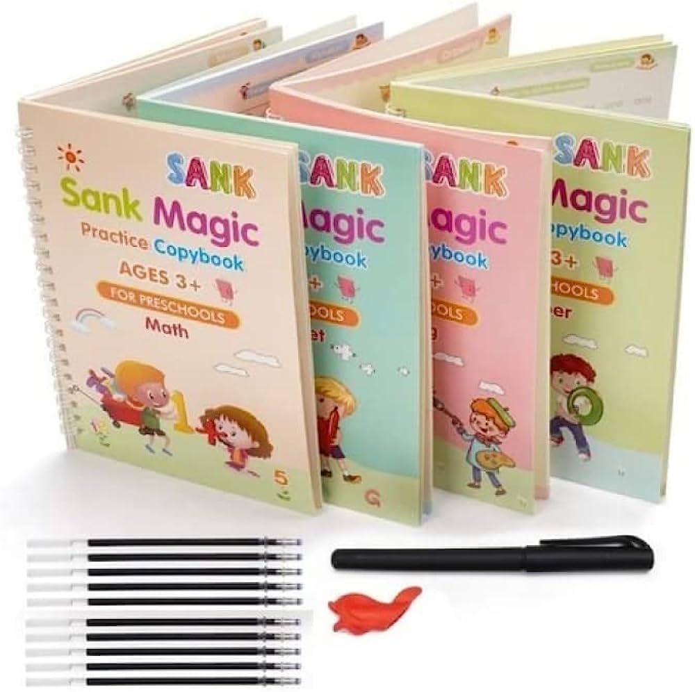 Kids Reusable Practice Book (4 Books + 1 Pen + 1 Grip & 08 Refills) Rs 999