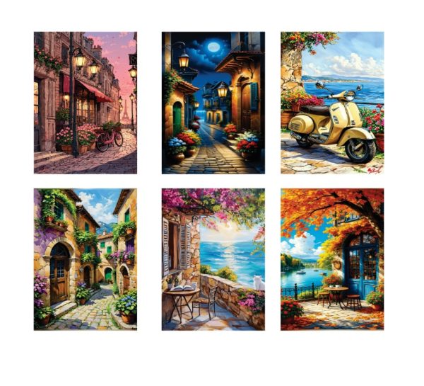 Pack Of 6 Sticky Wooden Canvas Frames For Wall Decore Aesthatic Art / Sticky Phototiles For Room Wall Decoration