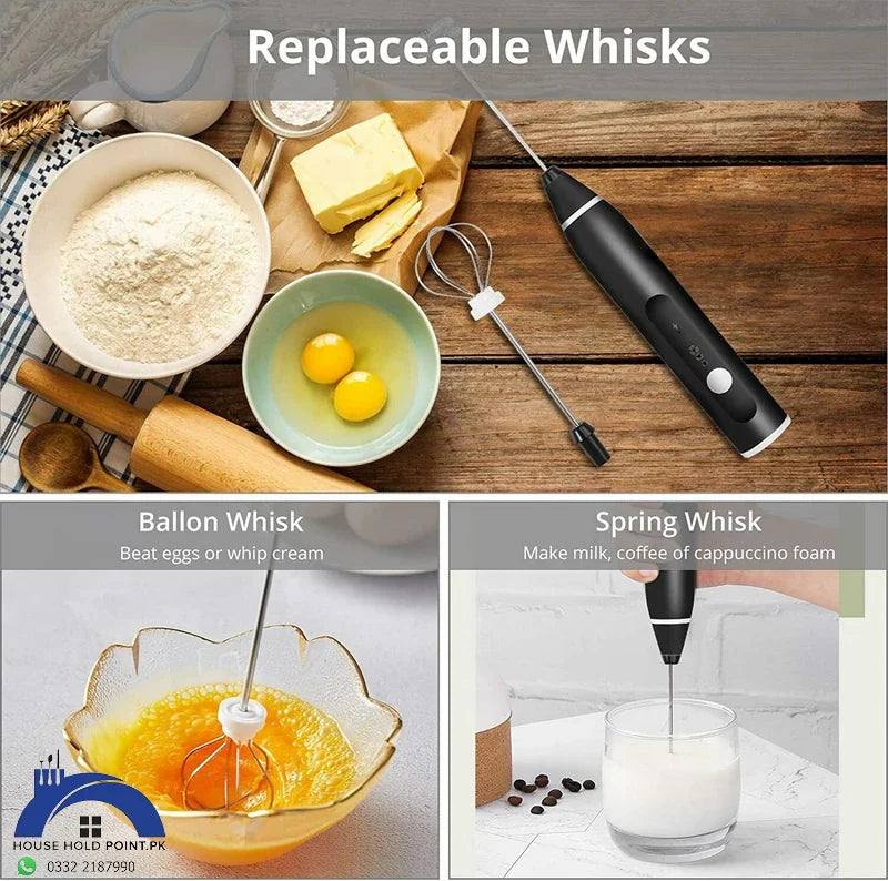 2 In 1 Electric Rechargeable Handheld Coffee and Egg Beater and Mixer & Milk Frother