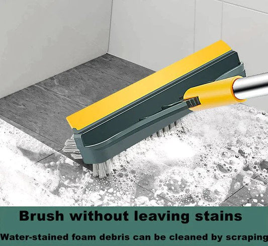 (1Pcs) 2 in 1 Cleaning Brush Floor Scrub Broom Wiper Scraper
