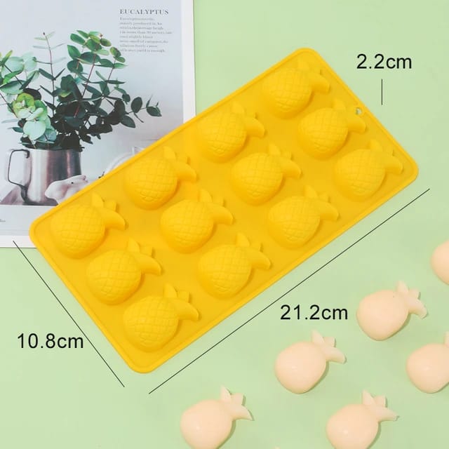 (Pack of 2) Multifunctional Silicone 12 Cavity Pineapple Style Ice Tray For Make Chocolate, Ice, Candy and Jelly