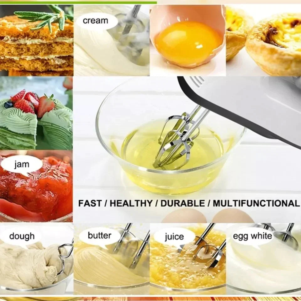 Imported Electric 7 Speed Hand Mixer with 4 Pieces Stainless Blender for Making Cake, Cream Mix, Food Blender and Beater for Kitchen