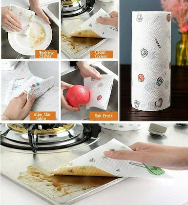 (Pack of 2) Washable Lazy Rag Kitchen Towel Wet And Dry Household Chores Degreasing Disposable Paper Roll for Kitchen