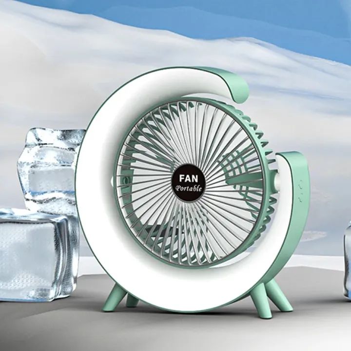 USB Charging Colorful Running Horse Lamp Standing Fan Portable Charging Small Fan Loop Silent Low Noise Atmosphere Light