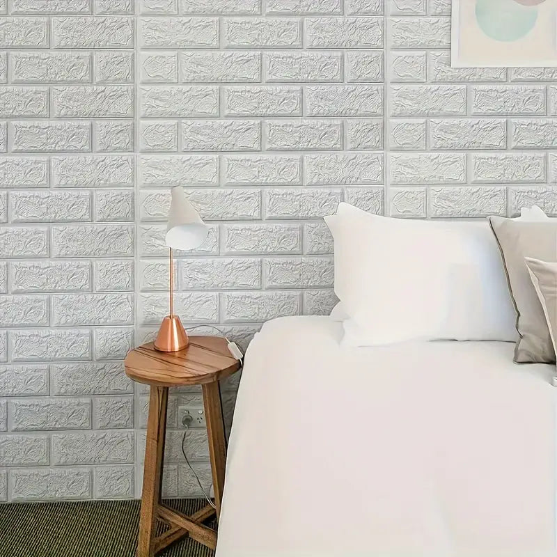 Water and Moisture Proof Anti Collision Self Adhesive White Brick Vinyl Tile Wallpaper Stickers For Home Decor