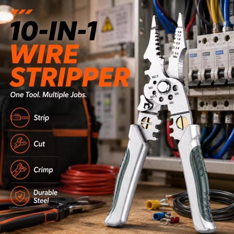Multi Functional Industrial Wire Stripper Cutter Crimper – Heavy Duty Electrical Pliers