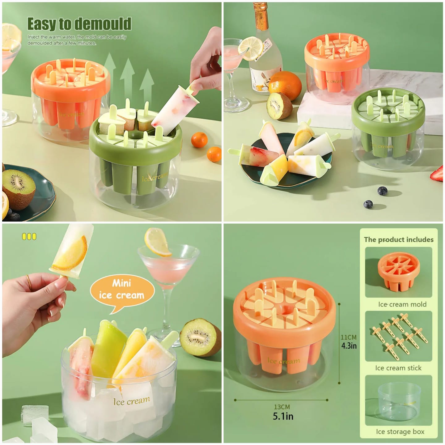 Plastics Ice Cream Mold DIY Dessert Popsicle Moulds Tray Ice Cube Maker Homemade Tools Party Supplies