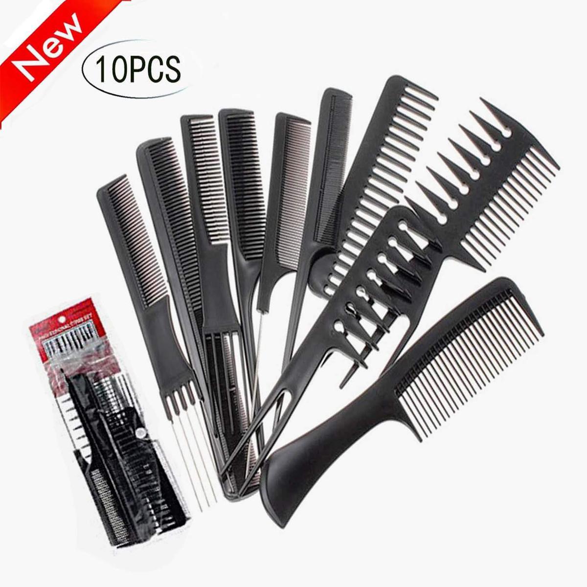 Set of 10 Pcs Anti Static Professional Hair Brush For Kids Hairstyle Comb Set
