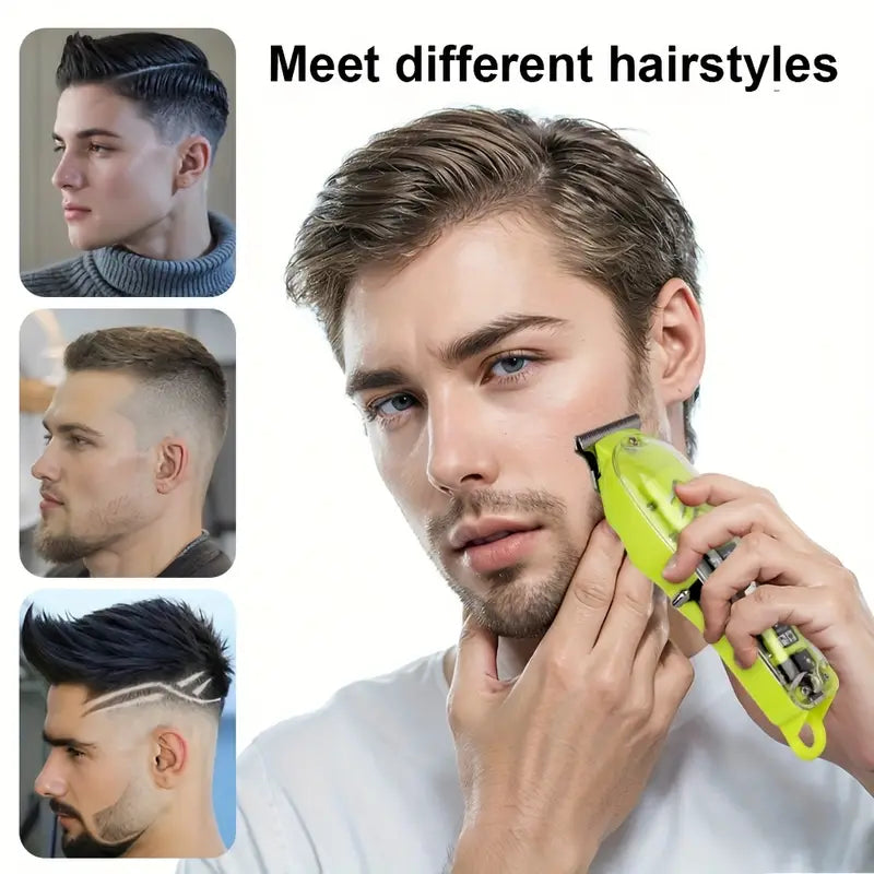 USB Rechargeable Lithium Battery Powered Professional Transparent LCD Digital Display Electric Hair Clipper Trimmer for Home and Outdoor Use