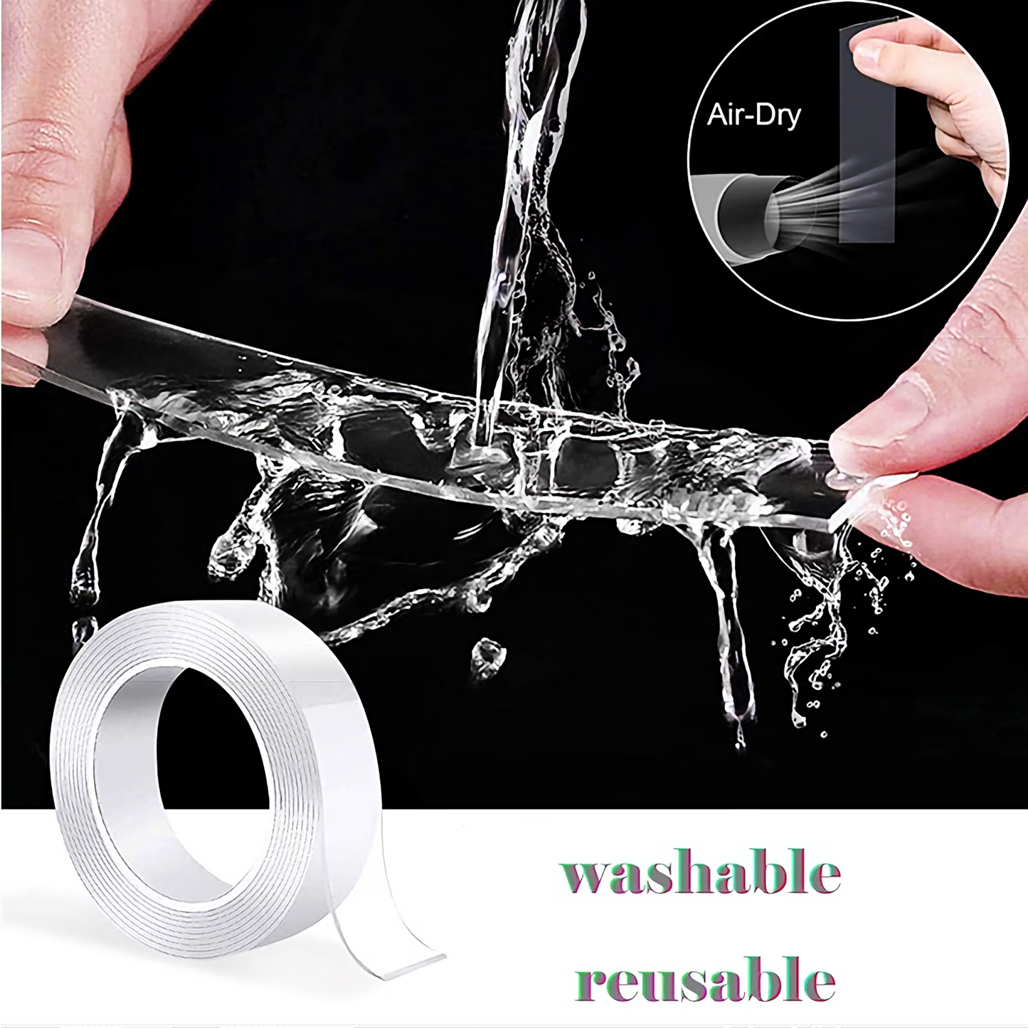 Nano Magic Tape Roll – Washable Reusable Air-Dry Clear Double-Sided Adhesive Tape for Home Use