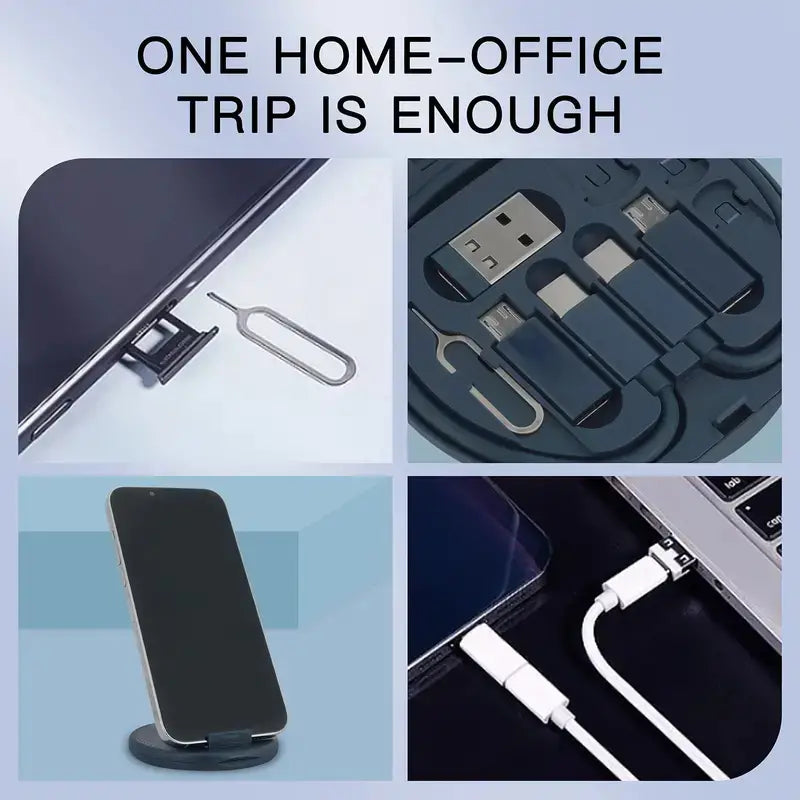 5 in 1 Portable Multifunctional 60W Charging Data Cable Set and Mobile Phone Holder Storage Box For All Devices