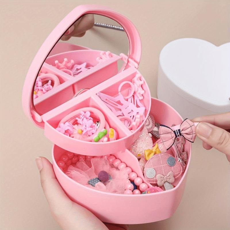 Heart Shape Double Layer Jewelry Organizer Storage Box For Women