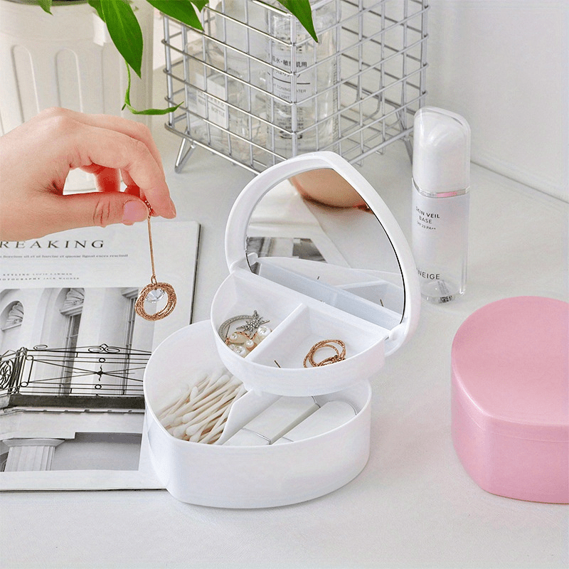 Heart Shape Double Layer Jewelry Organizer Storage Box For Women