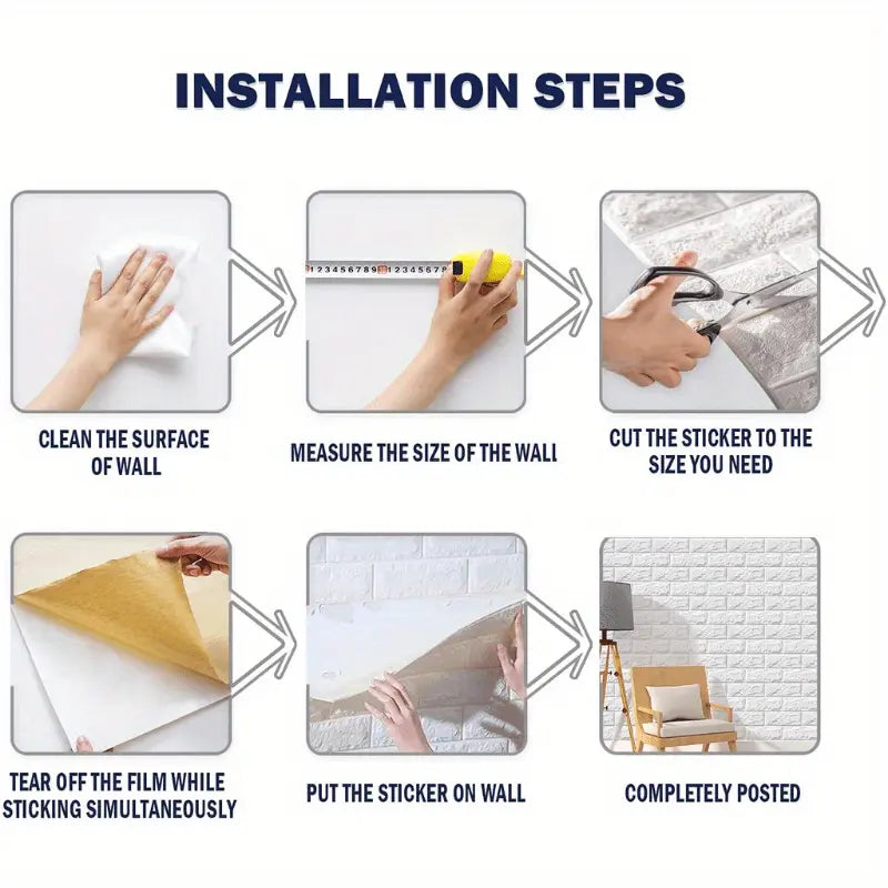 Water and Moisture Proof Anti Collision Self Adhesive White Brick Vinyl Tile Wallpaper Stickers For Home Decor