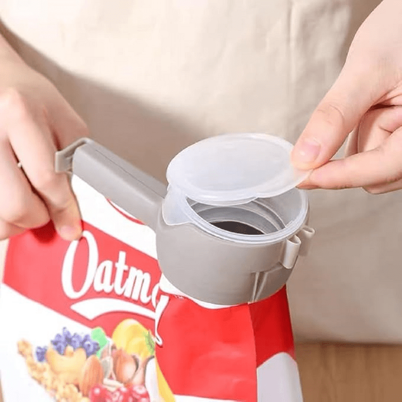 (Pack of 3) Multi Purpose Plastic Dust and Moisture Proof Food Bag Sealing Clips with Dispensing Nozzle for Storing Cereals and More