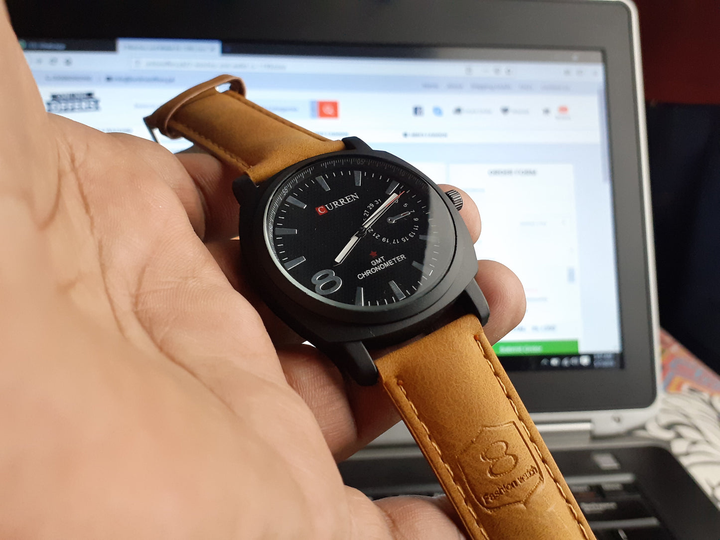 Brown Leather Strap Wrist Watch For Men