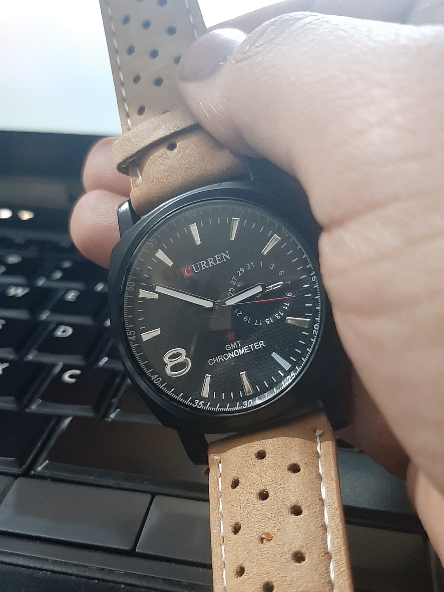 Brown Leather Strap Wrist Watch For Men