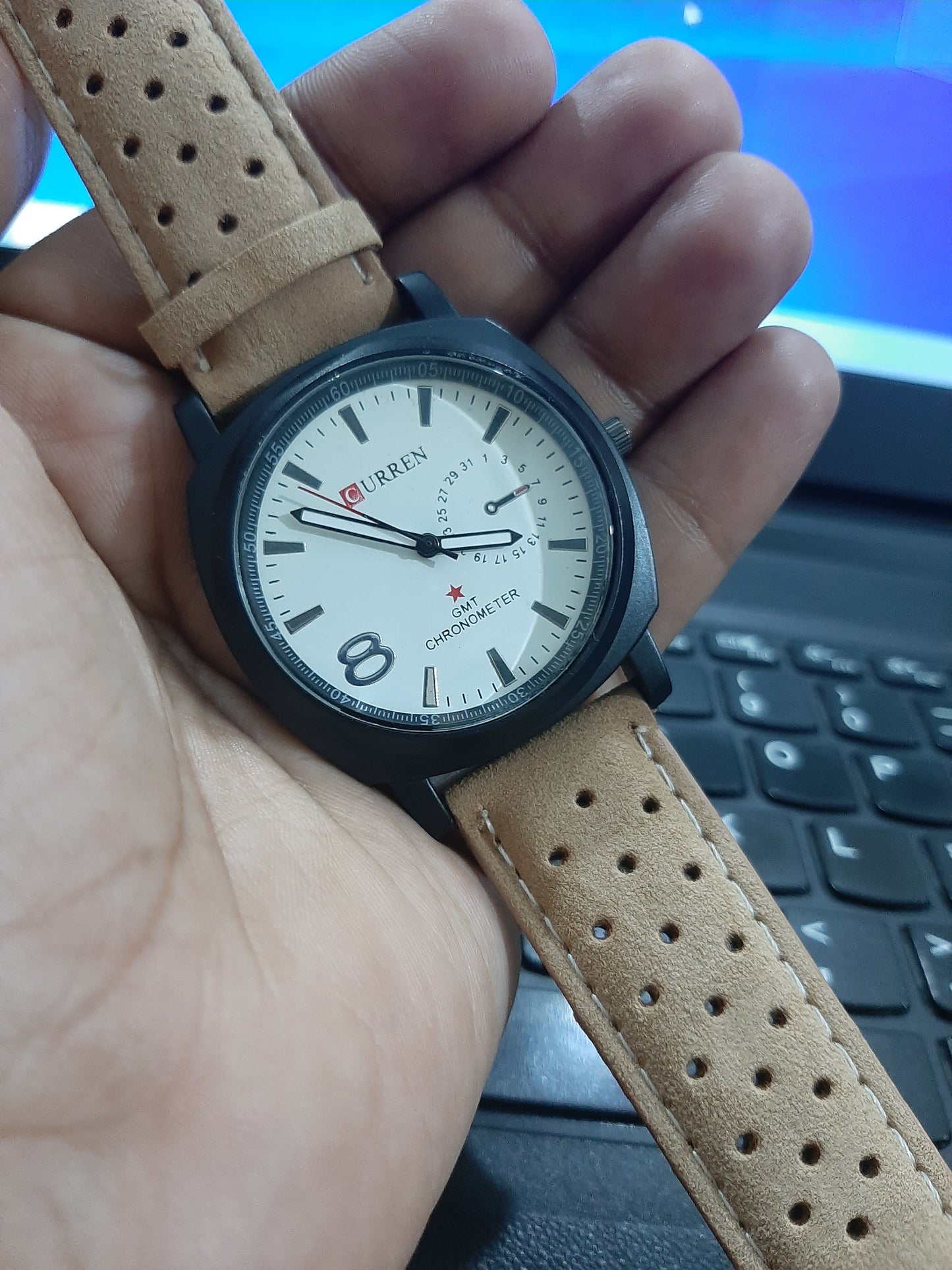 Brown Leather Strap Wrist Watch For Men