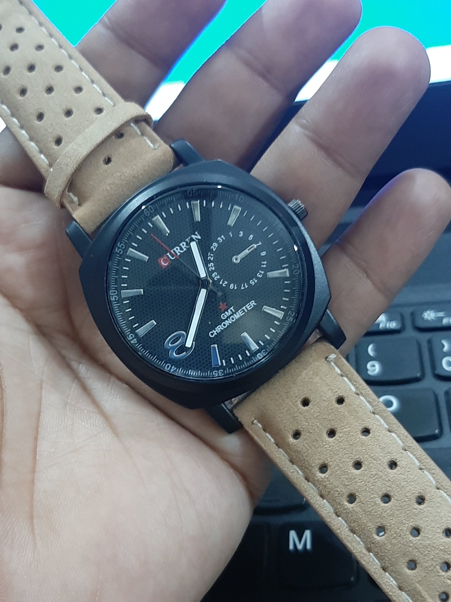 Brown Leather Strap Wrist Watch For Men