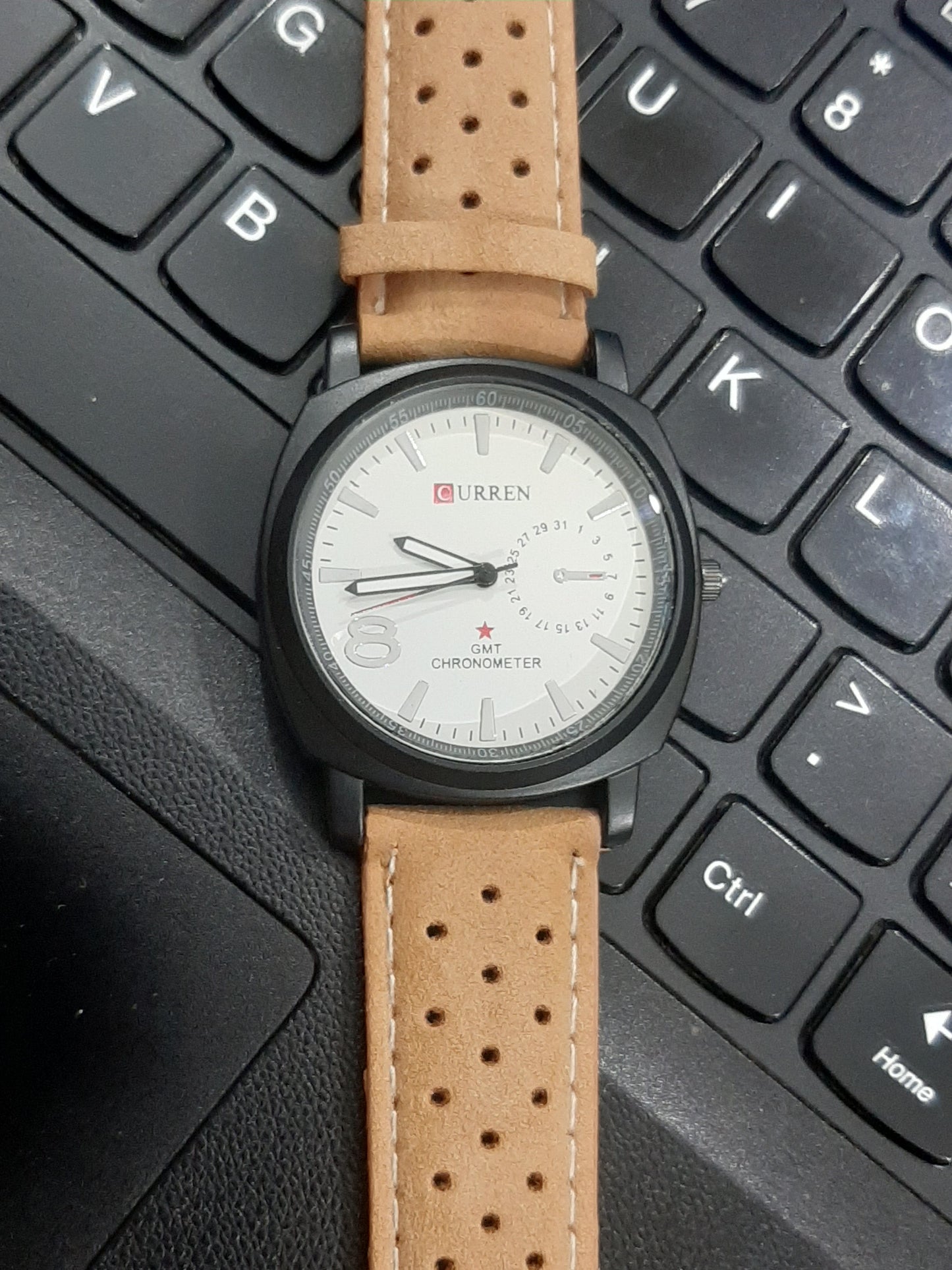Brown Leather Strap Wrist Watch For Men