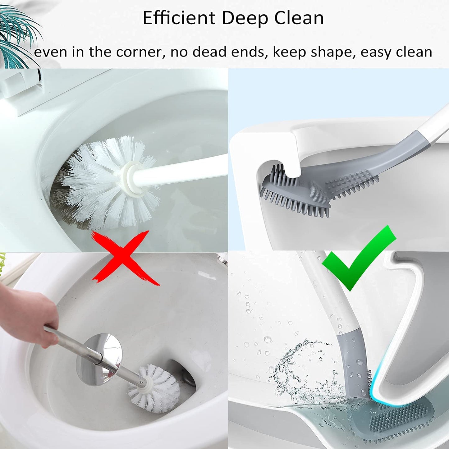 2 Golf Style Toilet Brush Bathroom Cleaning with High Quality Long Handle