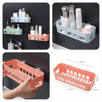 (Pack of 3) Multipurpose Bathroom and Kitchen Shelf Wall Holder Storage Rack