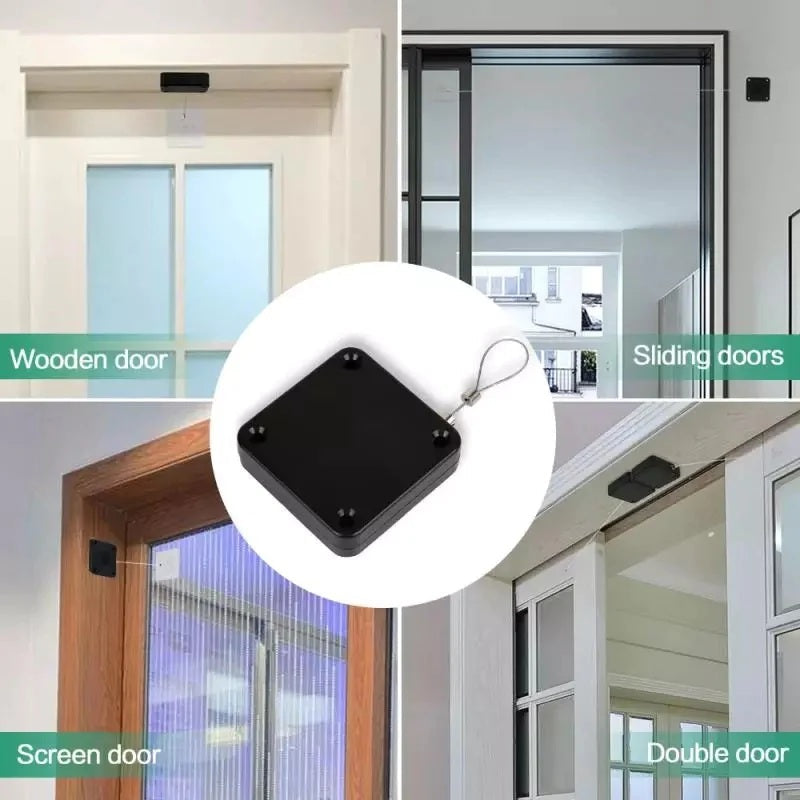 Portable Automatic Stainless Steel Door Closer Multifunctional Punch-Free Sensor Door Closer with Drawstring