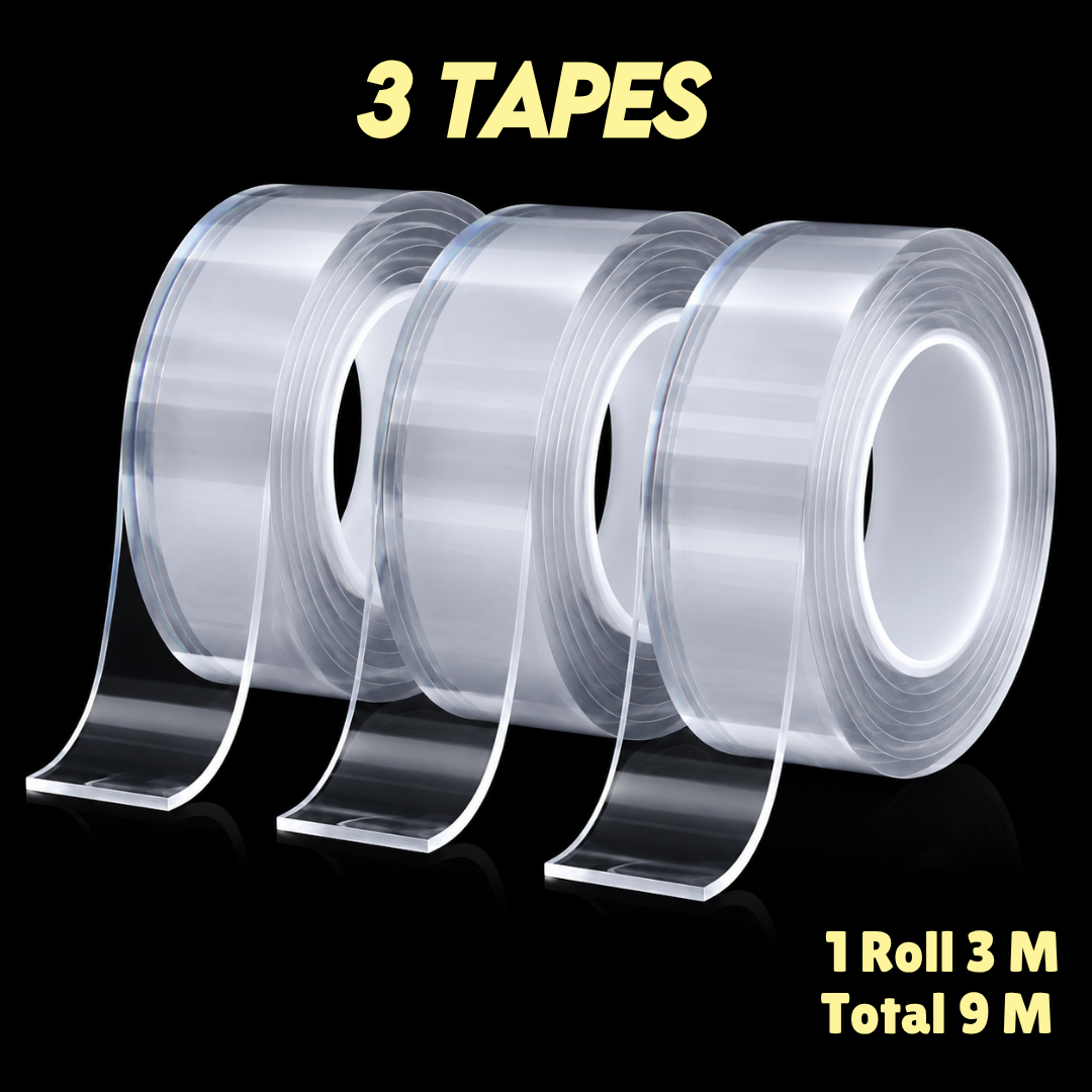 Nano Magic Tape 9M + 5 Free Wall Hooks Bundle | Pakistan