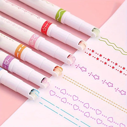(Pack of 6) Linear Roller Design Color Pen