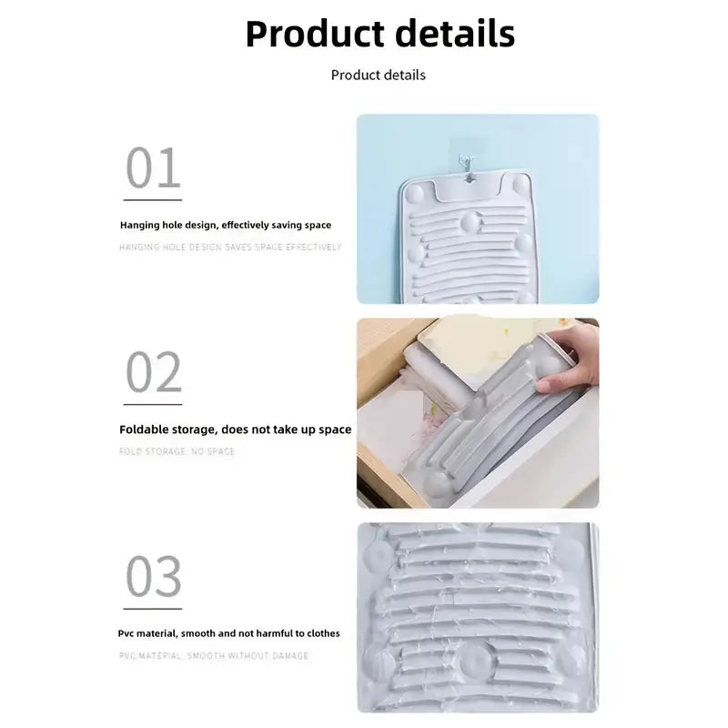 Portable Silicone Non Slip Foldable Laundry Pad Washboard Mat with Suction Cup For Home and Outdoor Use