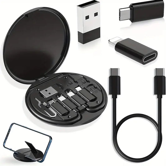 5 in 1 Portable Multifunctional 60W Charging Data Cable Set and Mobile Phone Holder Storage Box For All Devices