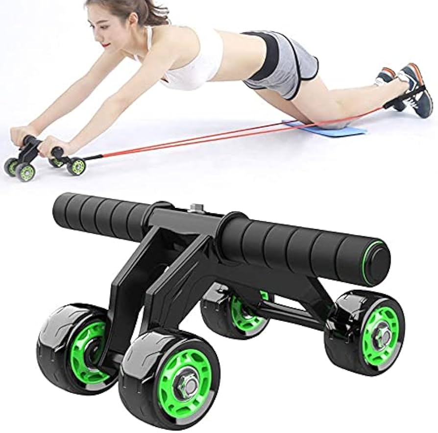 Metal 4 Wheel Abdominal Exercise Roller For Man and Woman Tool With Box