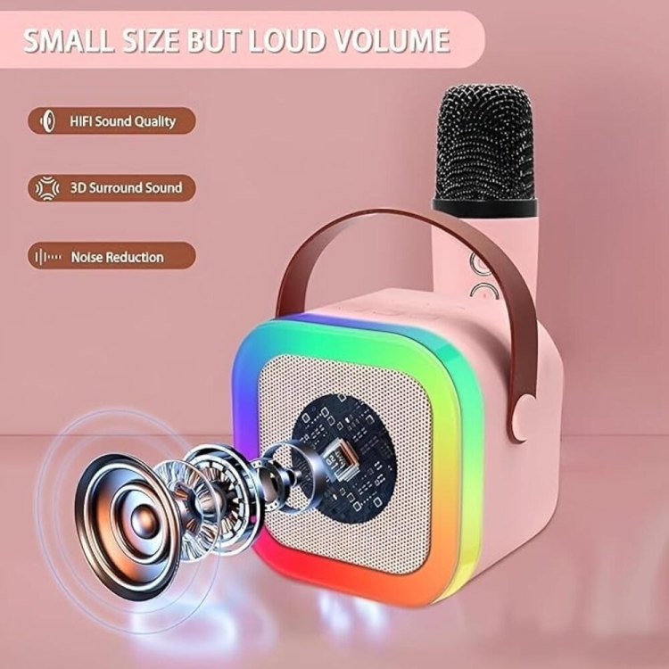 Portable Mini K12 Karaoke Bluetooth Speaker with RGB Colorful Lights and Mic For Home and Outdoor Use
