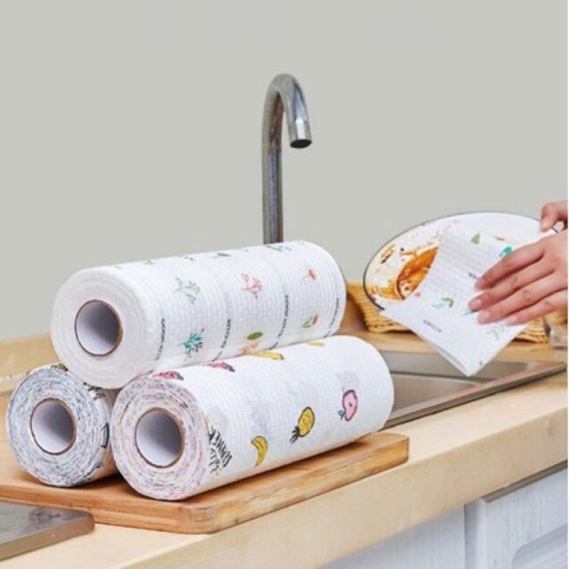 (Pack of 2) Washable Lazy Rag Kitchen Towel Wet And Dry Household Chores Degreasing Disposable Paper Roll for Kitchen