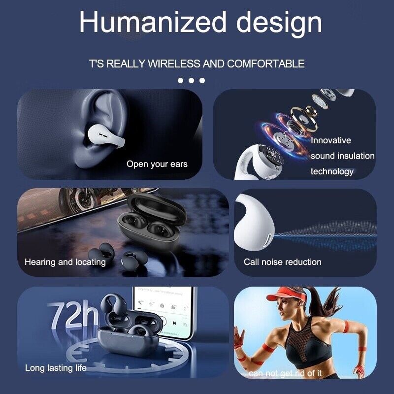 True Wireless Earbuds Earcuffs Upgrade Bluetooth Ear Clips &amp; Earphones