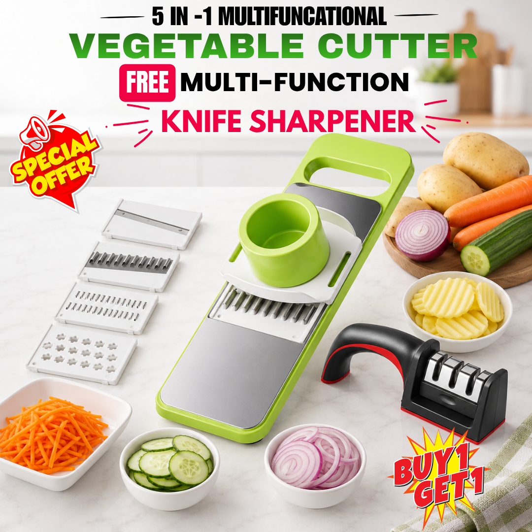 5-in-1 Vegetable Cutter & Slicer with Free Knife Sharpener