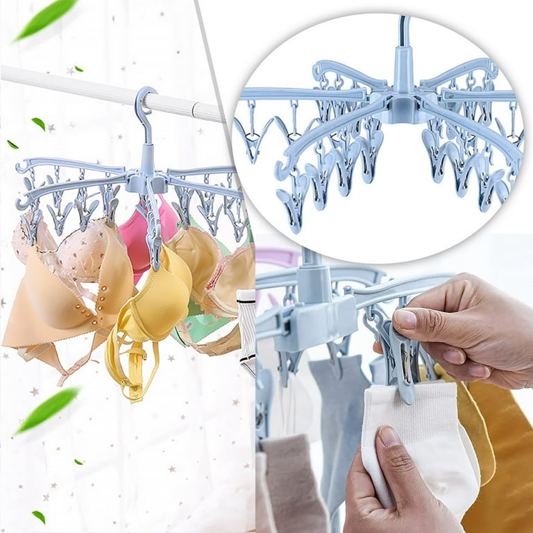 Portable 360 Degree Rotatable Folding Sock Quick Dryer Hanger for Washing Line Travel Towels and Baby Clothes