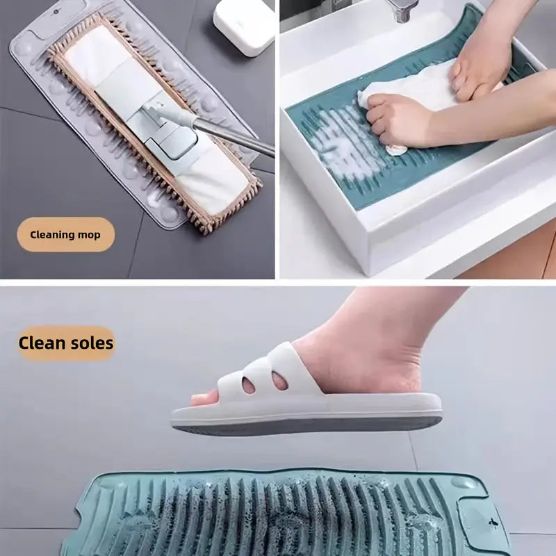 Portable Silicone Non Slip Foldable Laundry Pad Washboard Mat with Suction Cup For Home and Outdoor Use