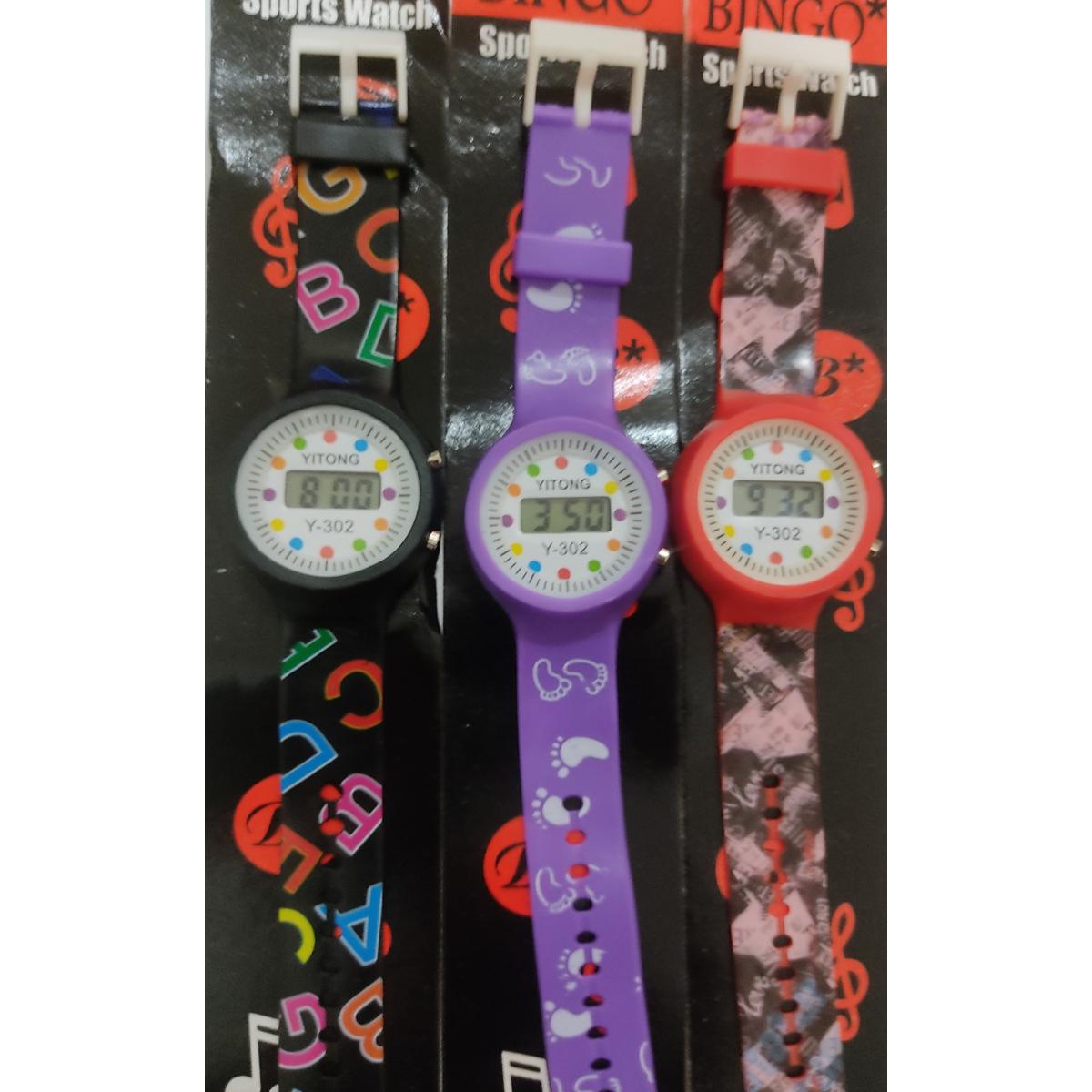 (Pack of 3) Fancy Yitong Y 302 Kids Plastic Digital Watch For Children