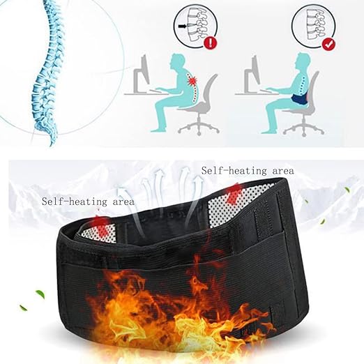 Heating Lower Back Support Belt for Pain Relief Magnetic Therapy Waist Wrap Adjustable Heating Lumbar Support with Box for Men and Women Herniated Disc Sciatica Scoliosis
