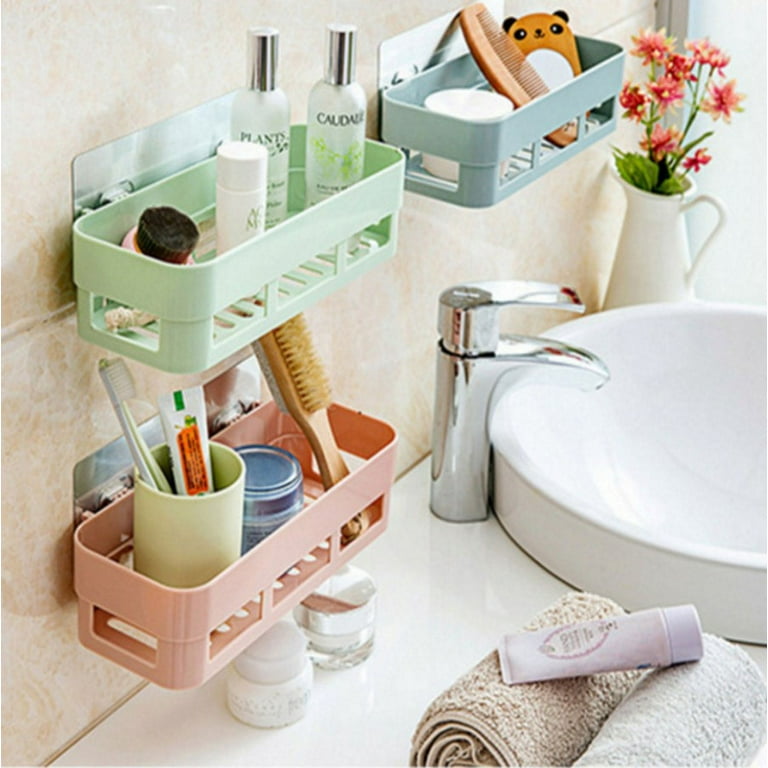 (Pack of 3) Multipurpose Bathroom and Kitchen Shelf Wall Holder Storage Rack