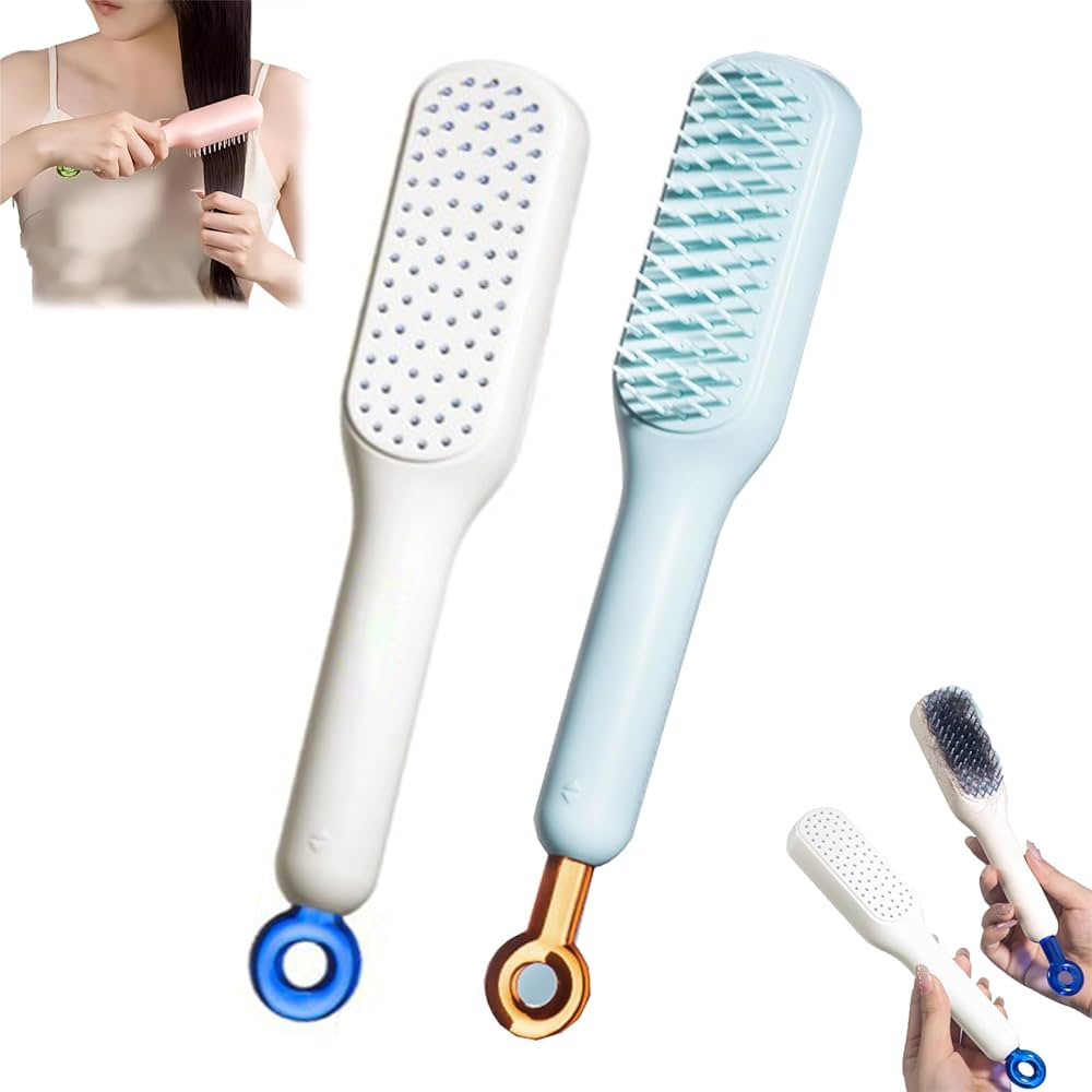 Self Cleaning Magic Retractable Hair Brush and Massage Anti-static, Cleaning Hair Smoothing and Beauty Hair