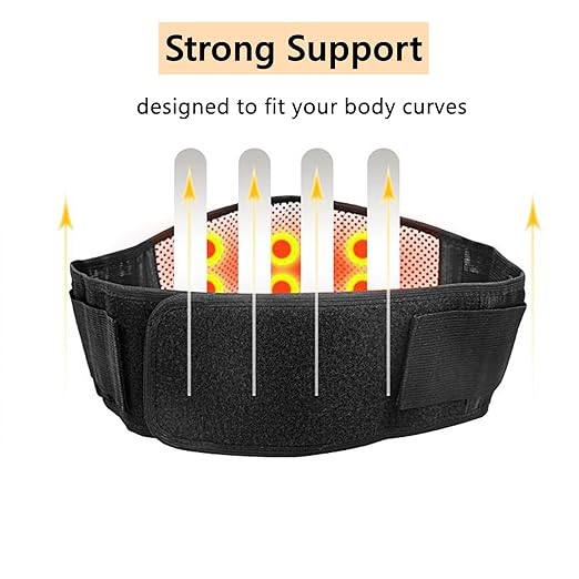 Heating Lower Back Support Belt for Pain Relief Magnetic Therapy Waist Wrap Adjustable Heating Lumbar Support with Box for Men and Women Herniated Disc Sciatica Scoliosis