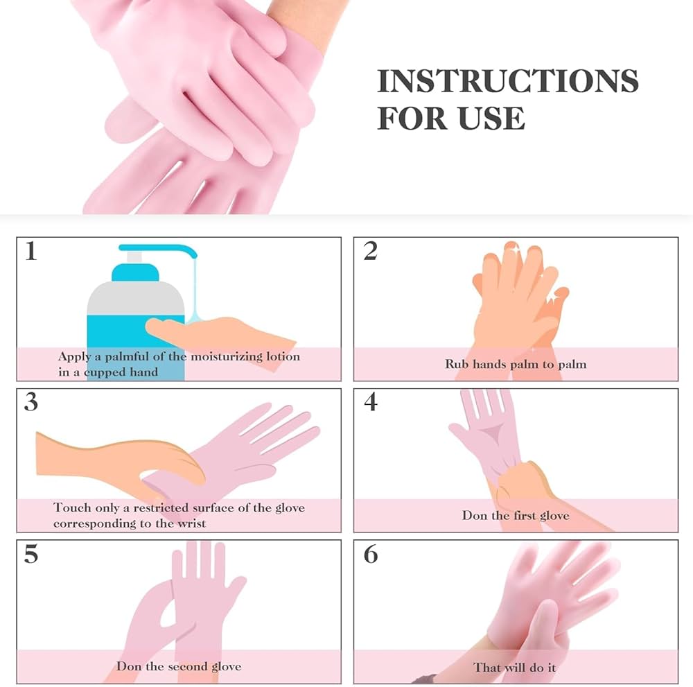1 Pair Silicone Moisturizing Lotion Gel Gloves For Eczema and Rough Dry Skin Treatment