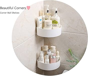 (Pack of 3) Wall Mounted Plastic Round Corner Shelf Rack For Kitchen and Bathroom Use