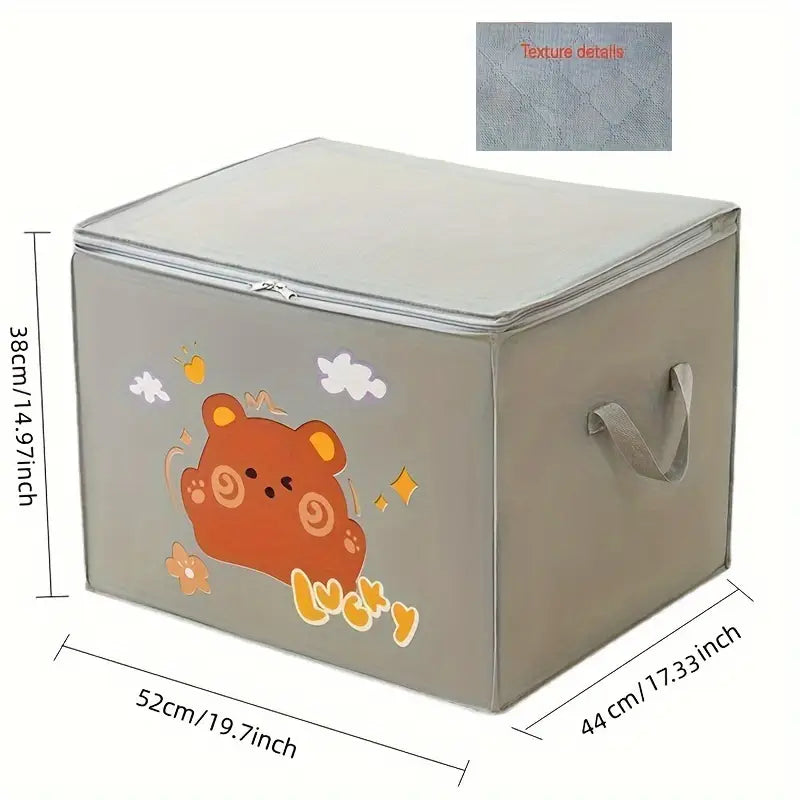 (Pack of 3) Cartoon Animal Foldable Storage Organizer Bags with Zippers And Handles