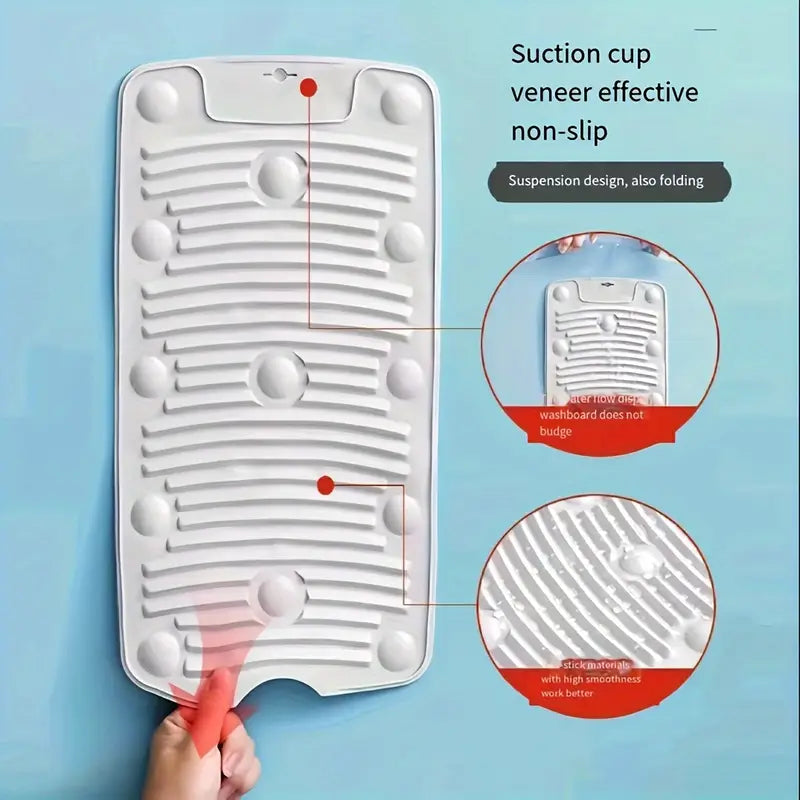 Portable Silicone Non Slip Foldable Laundry Pad Washboard Mat with Suction Cup For Home and Outdoor Use